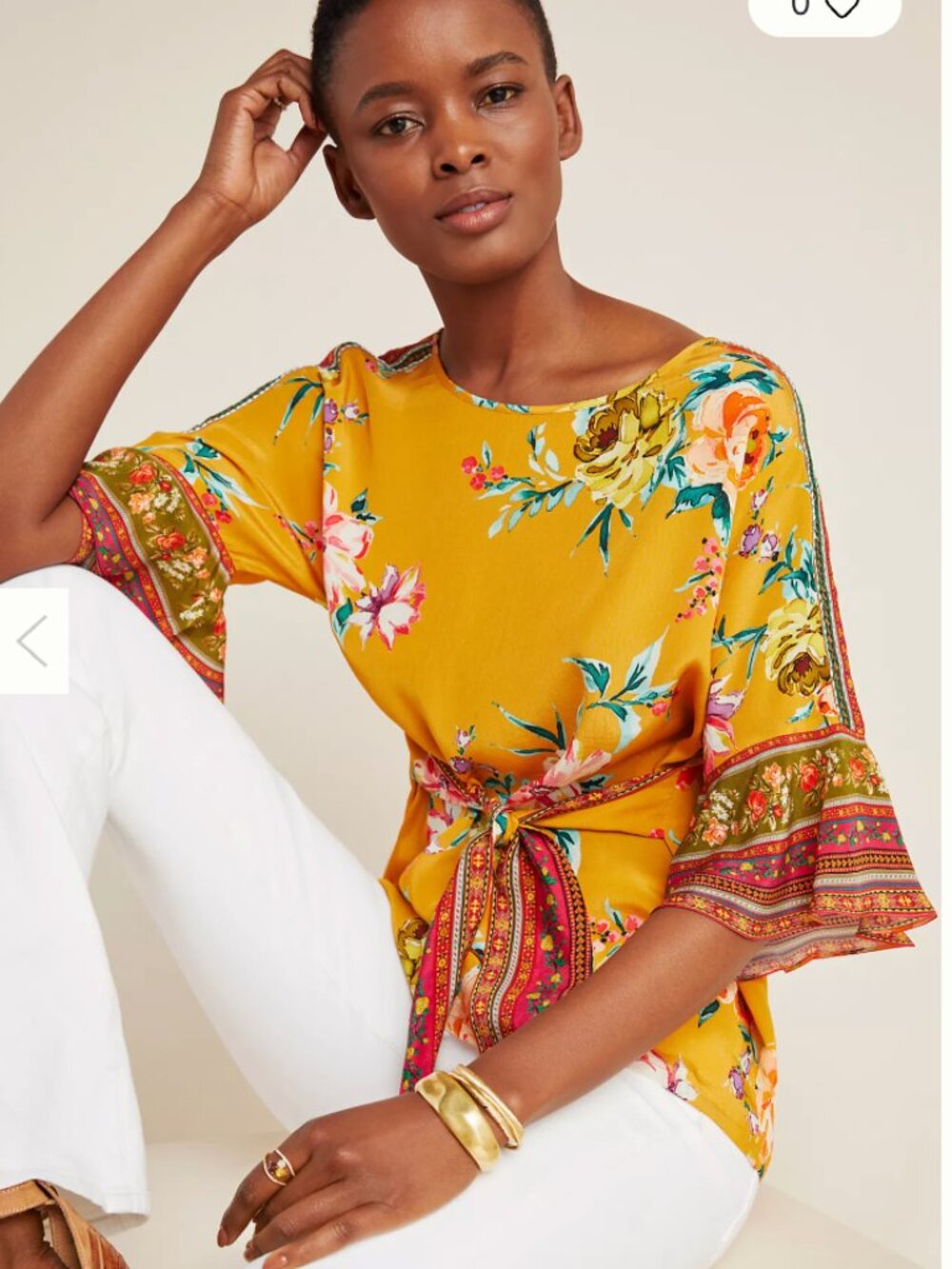 Anthropologie Yellow Floral Blouse